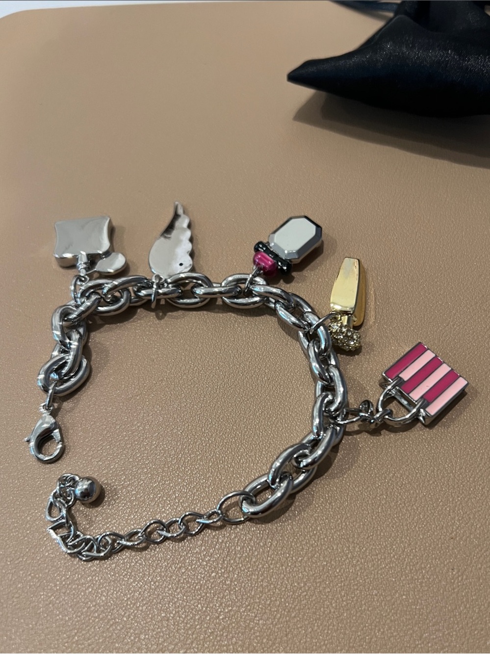 Victoria's Secret Silver Charm Bracelet with Pink and Gold Accents - Picture 3 of 3